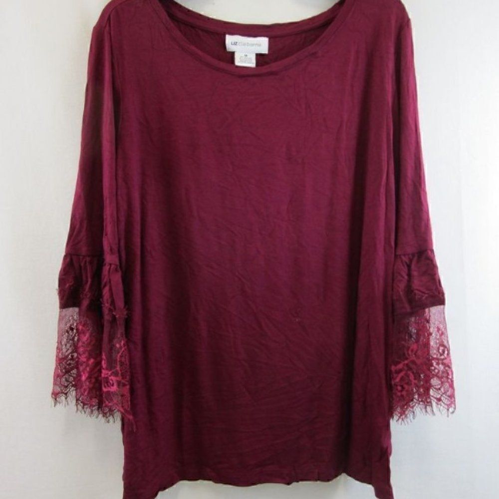 🆕Liz Claiborne Burgundy Passion Blouse Size M NWT